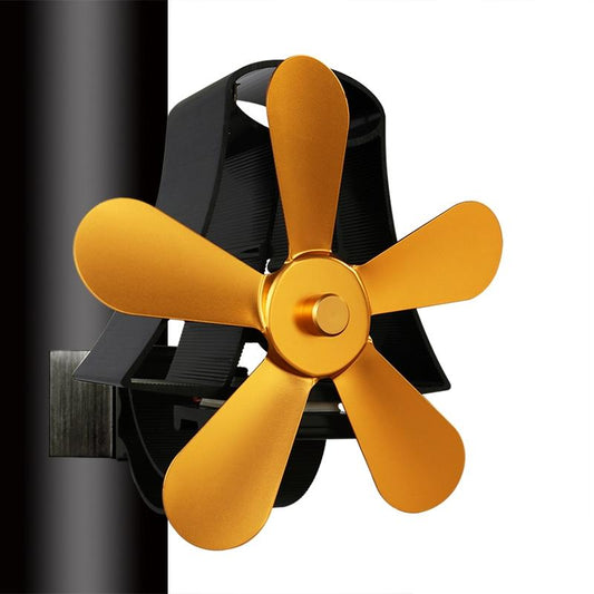 High Temp 5-blade Heat Powered Stove Fan for Fireplaces - Gold