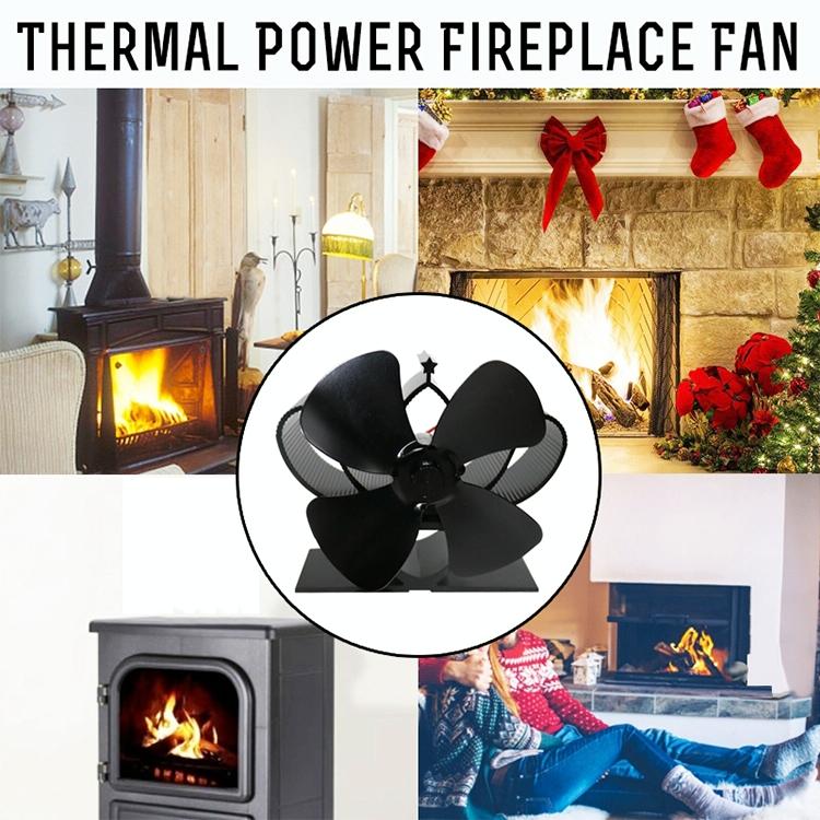 High Temperature 4-blade Heat Powered Stove Fan for Fireplaces - Gold
