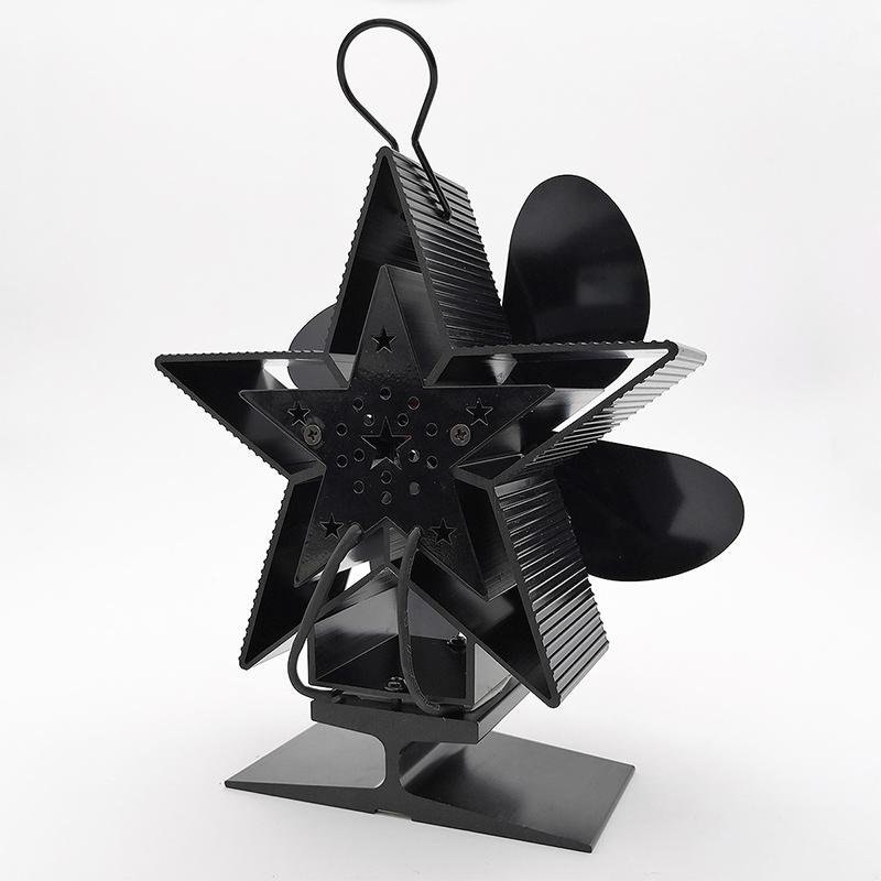 Efficient 4-blade Heat-powered Stove Fan - Aluminum - Blue