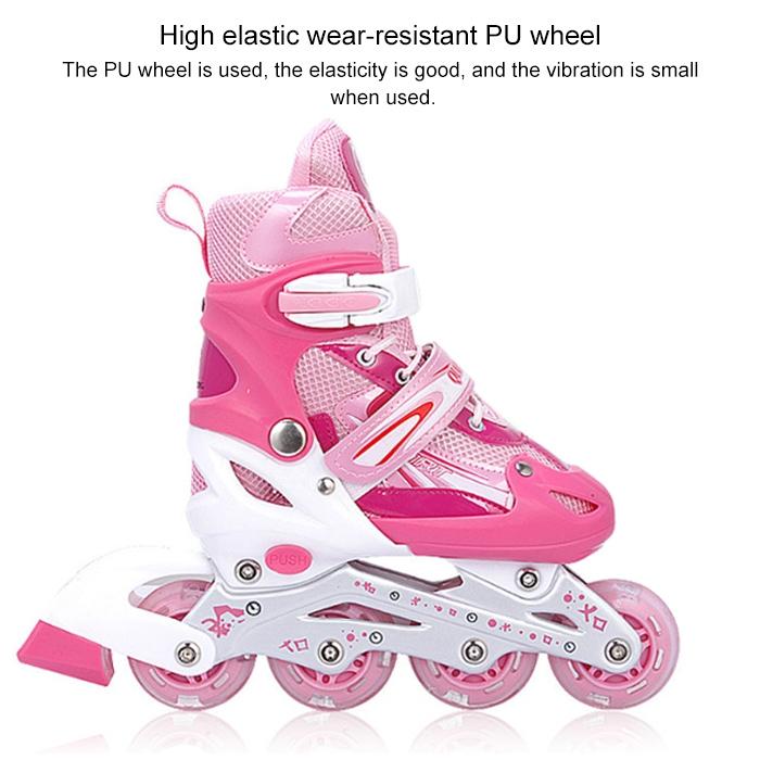 Flash Straight Row Roller Skating Shoes Suit for Kids and Adults - Medium Size - Blue
