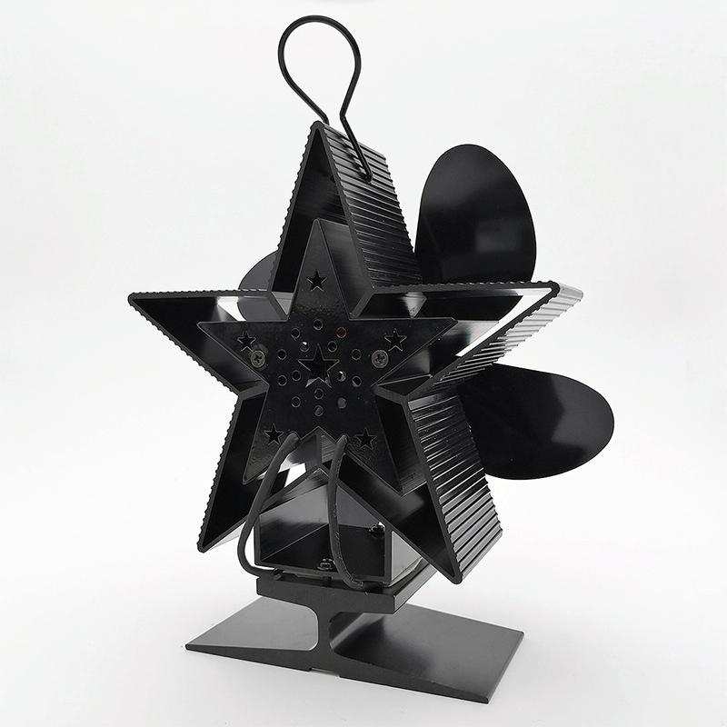 Efficient 4-blade Heat-powered Stove Fan - Aluminum - Red