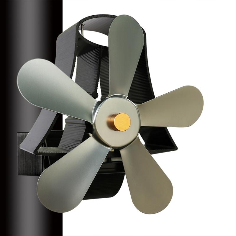 High Temp 5-blade Heat Powered Stove Fan for Fireplaces - Rose Red