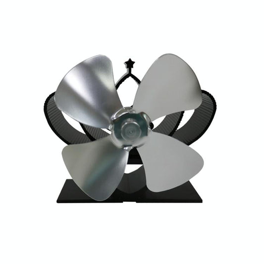 High Temperature 4-blade Heat Powered Stove Fan for Fireplaces - Silver