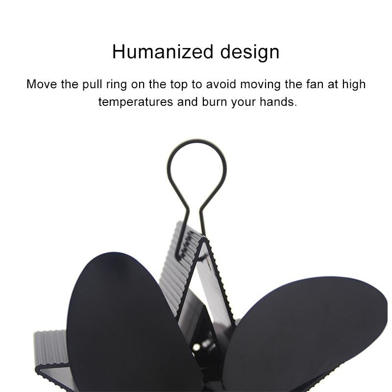 Efficient 4-blade Heat-powered Stove Fan - Aluminum - Silver