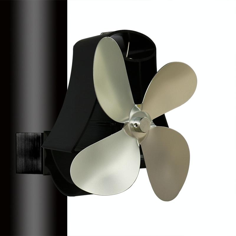 4-blade Heat Powered Fireplace Stove Fan - Aluminum - Silver