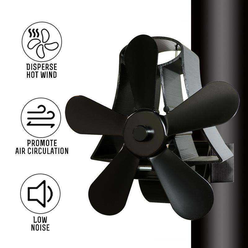 High Temp 5-blade Heat Powered Stove Fan for Fireplaces - Bronze
