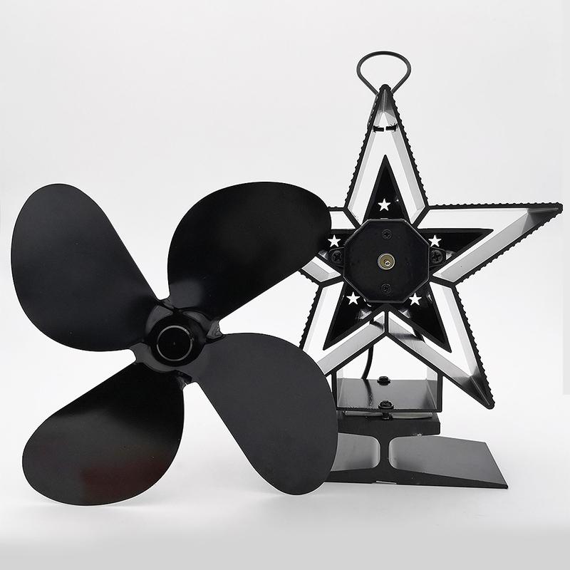 Efficient 4-blade Heat-powered Stove Fan - Aluminum - Bronze