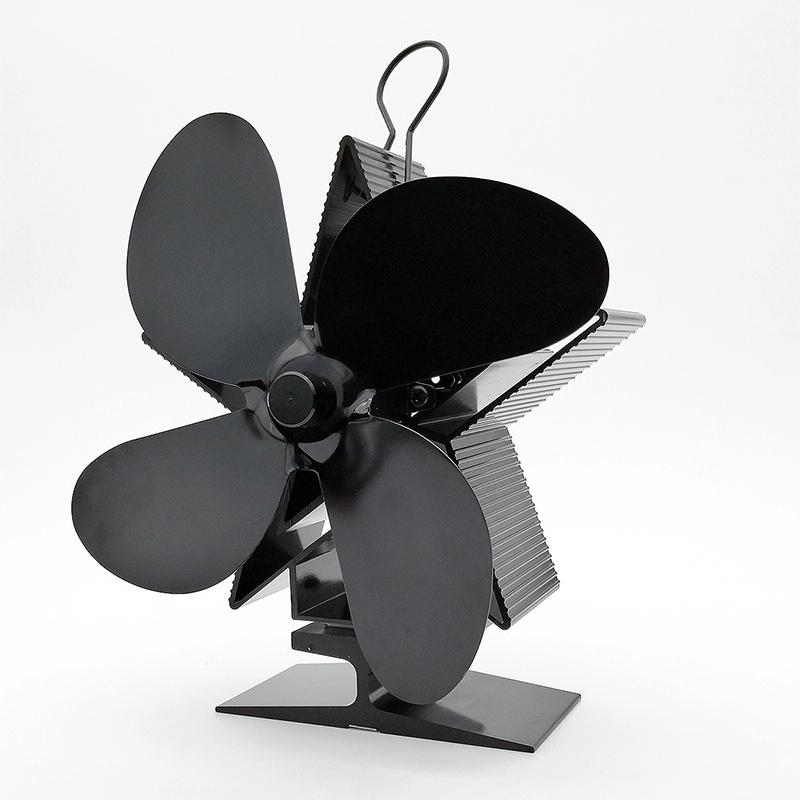Efficient 4-blade Heat-powered Stove Fan - Aluminum - White
