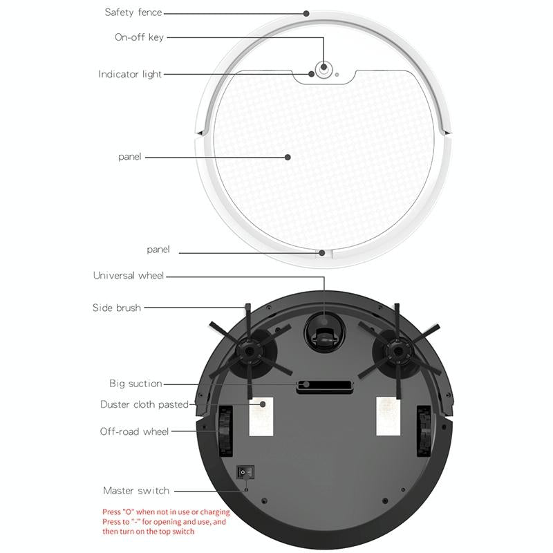 Smart Path-charging Sweeping Robot for Household - White