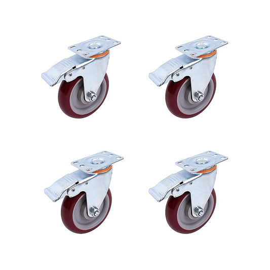 4 Pack 5 Inch Heavy Duty Locking Caster Wheels Swivel Plate Castors