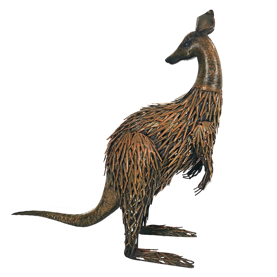 Large Rust Kangaroo Looking Back 58cm