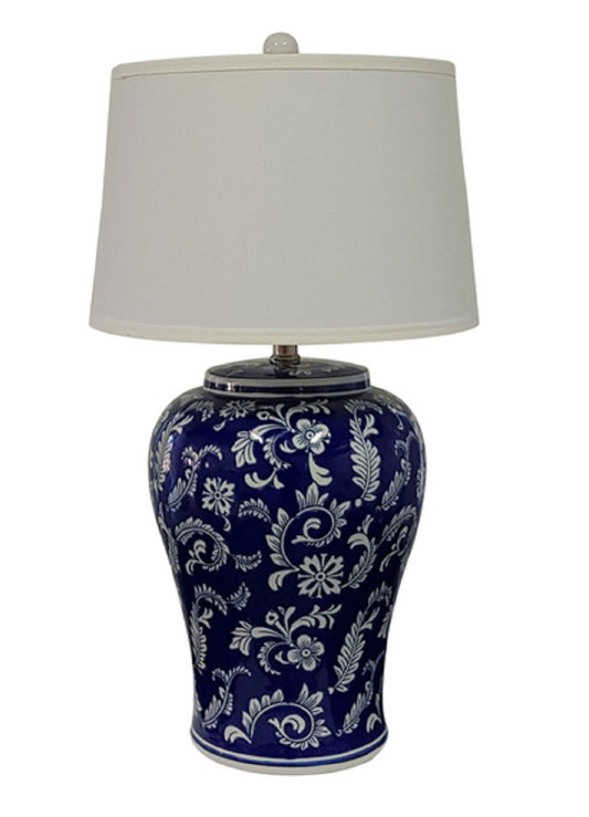 Blossom Ceramic Table Lamp Blue White 68cm