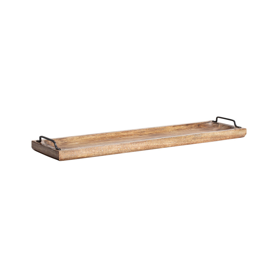 Handcrafted Long Tray w Black Handles 70cm