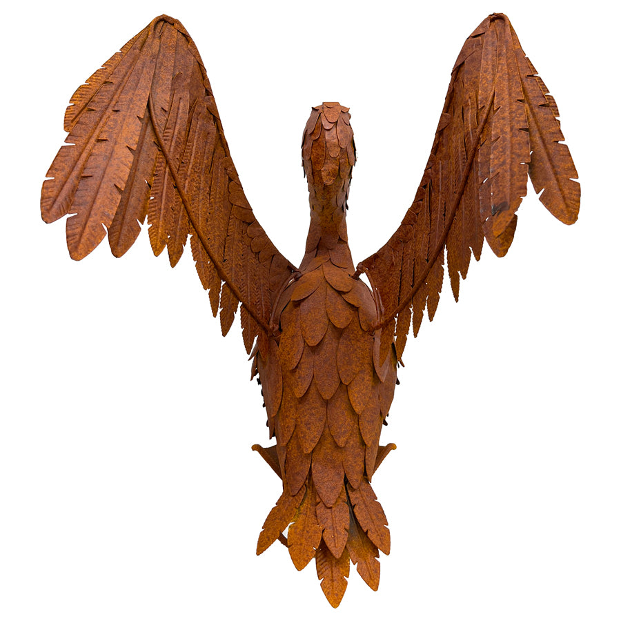 Rust Flapping Pelican Garden Statue 46x50cm