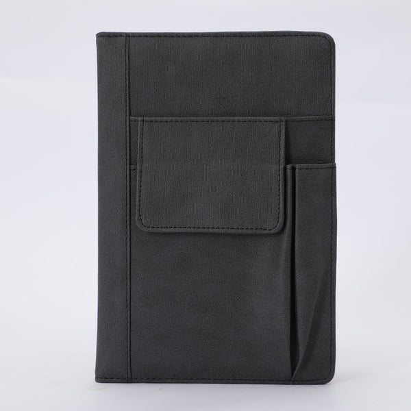 Black A5 Multi-Functional PU Leather Notebook with Pockets - Office Pl ...