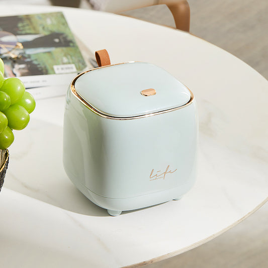 Light Green Portable Tabletop Trash Can with Dual-Layer Design - Convenient for Desk Organization