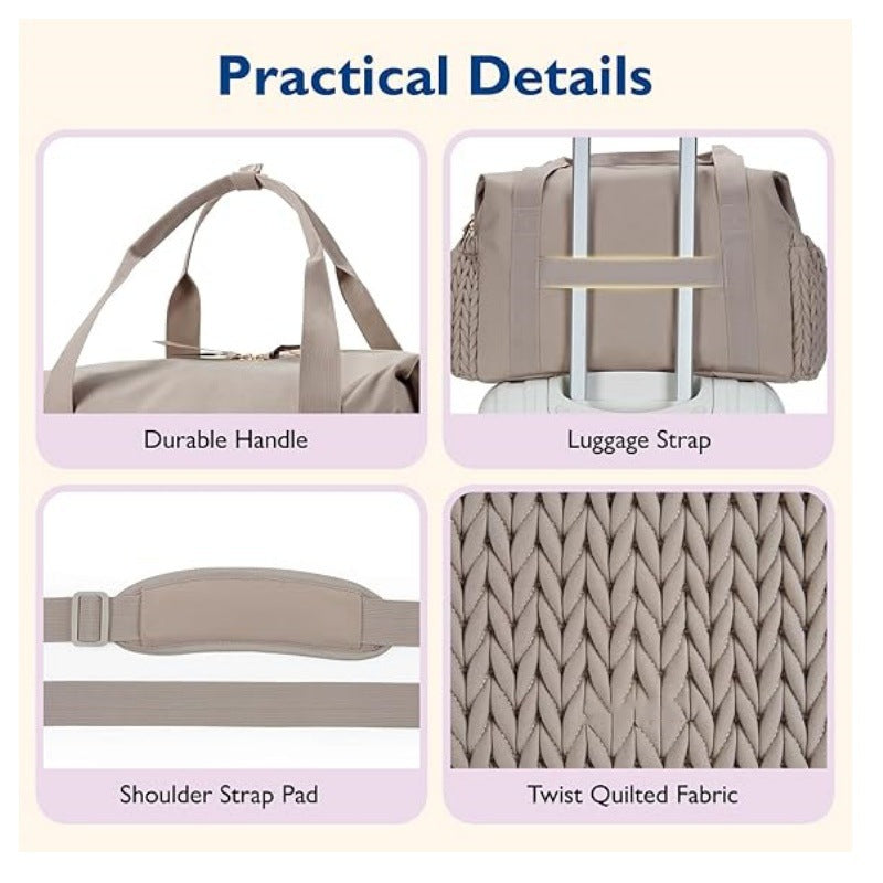 Black Large Quilted Diaper Bag Tote - Multi-functional Travel Baby Bag with Changing Pad and Pacifier Pouch - Stylish Hospital Bag for Labor and Delivery
