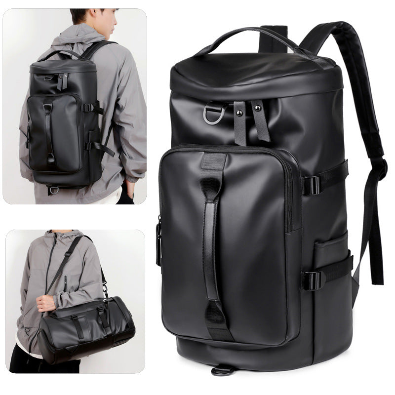 Grey Large Capacity Men's Travel Backpack with Shoe Compartment - Water-Resistant Coated Fabric Business Weekender Bag - Casual Duffel Backpack with Dry-Wet Separation for Gym, Hiking, and 14-Inch Laptop
