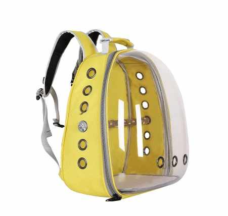 Red Stylish Transparent PVC Pet Carrier Backpack - Large Capacity, Multi-Use for Birds & Cats(Including Wooden Stick)