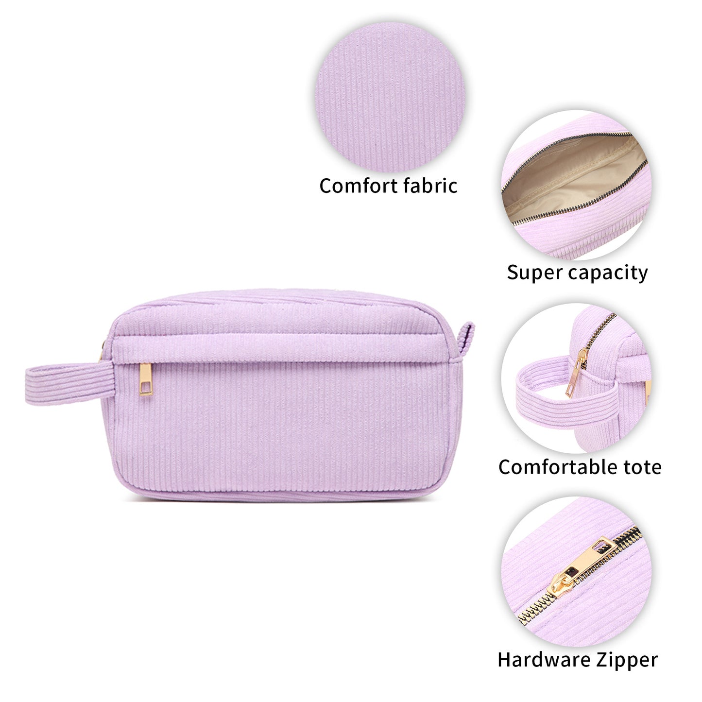 Green 2-pcs Corduroy Pencil Case - Large Capacity Storage Bag