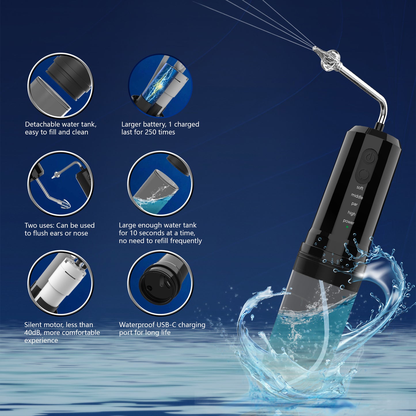Pink Electric Ear Wax Removal Kit - Rechargeable Water Irrigator Cleaner Tool