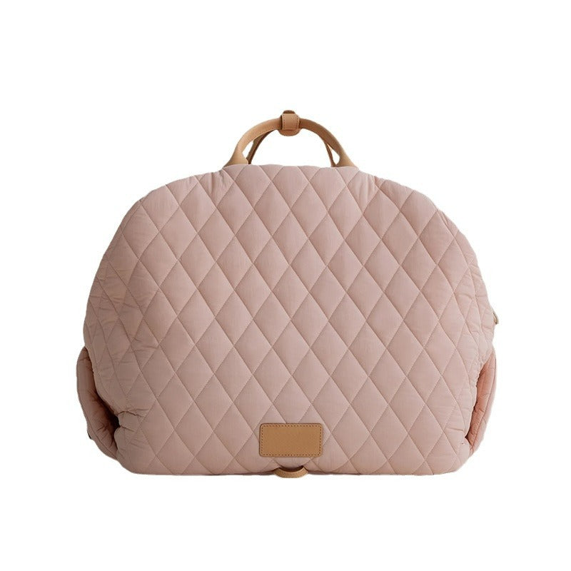 Luxury Quilted 2-in-1 Pet Travel Carrier & Car Booster Seat for Small Dogs(beige)
