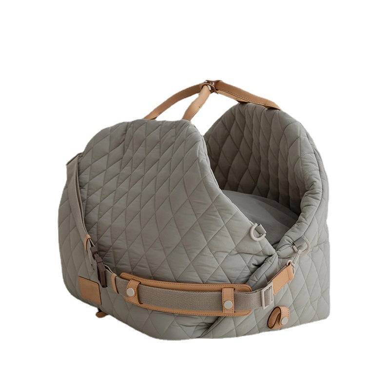 Luxury Quilted 2-in-1 Pet Travel Carrier & Car Booster Seat for Small Dogs(Black)