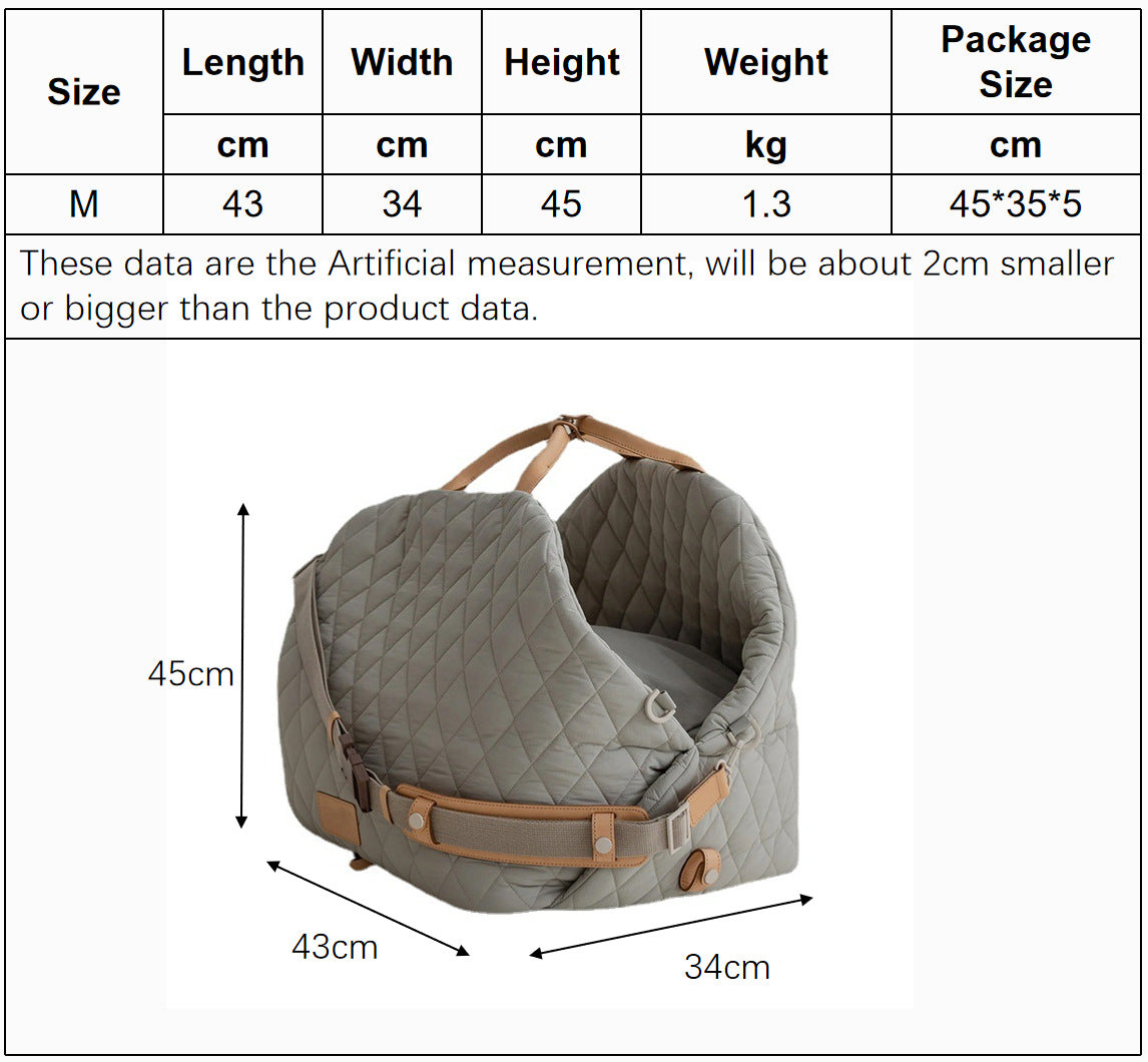 Luxury Quilted 2-in-1 Pet Travel Carrier & Car Booster Seat for Small Dogs(Black)