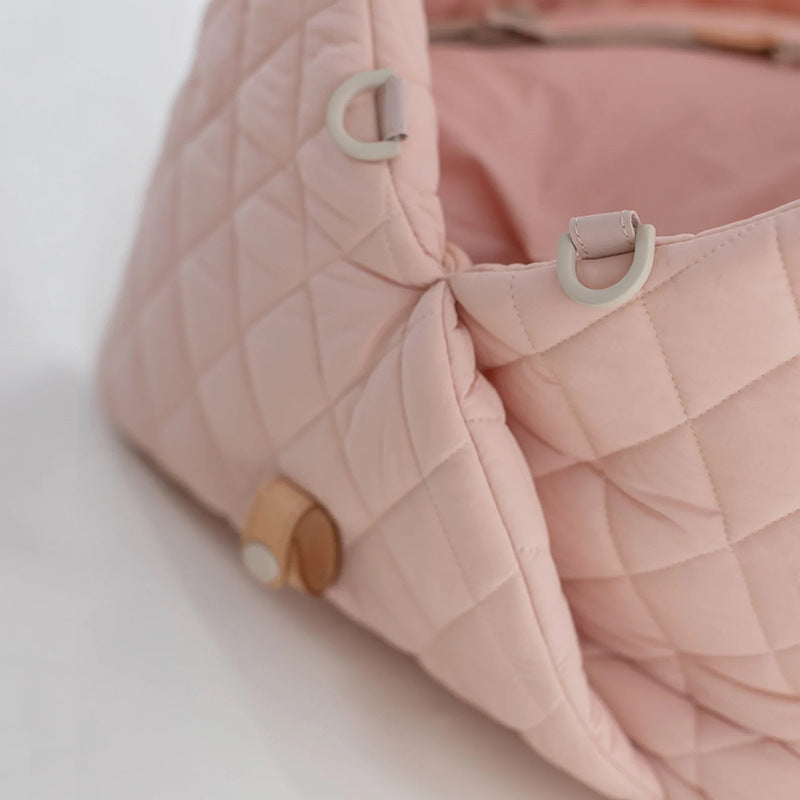 Luxury Quilted 2-in-1 Pet Travel Carrier & Car Booster Seat for Small Dogs(Pink)