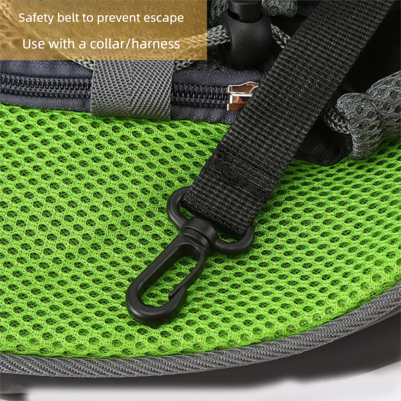 Green Portable Pet Sling Backpack for Small Dogs and Cats – Size S with Breathable Mesh Design