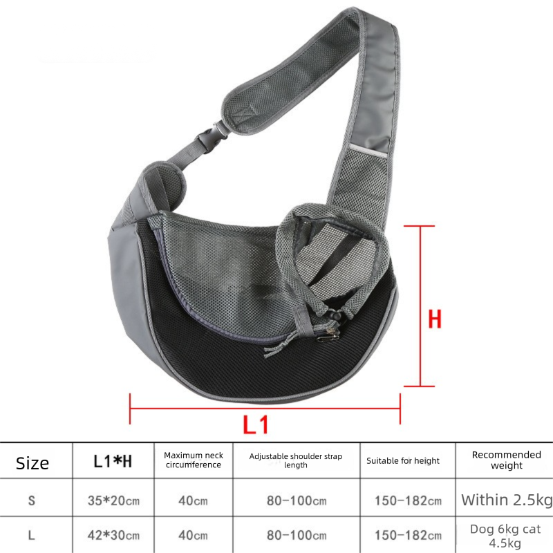 Blue Portable Pet Sling Backpack for Small Dogs and Cats – Size S with Breathable Mesh Design