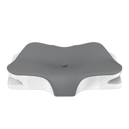 Grey Breathable Butterfly Contoured Memory Foam Pillow - Dual-Height Orthopedic Neck Pillow with 5-Zone Cervical Support