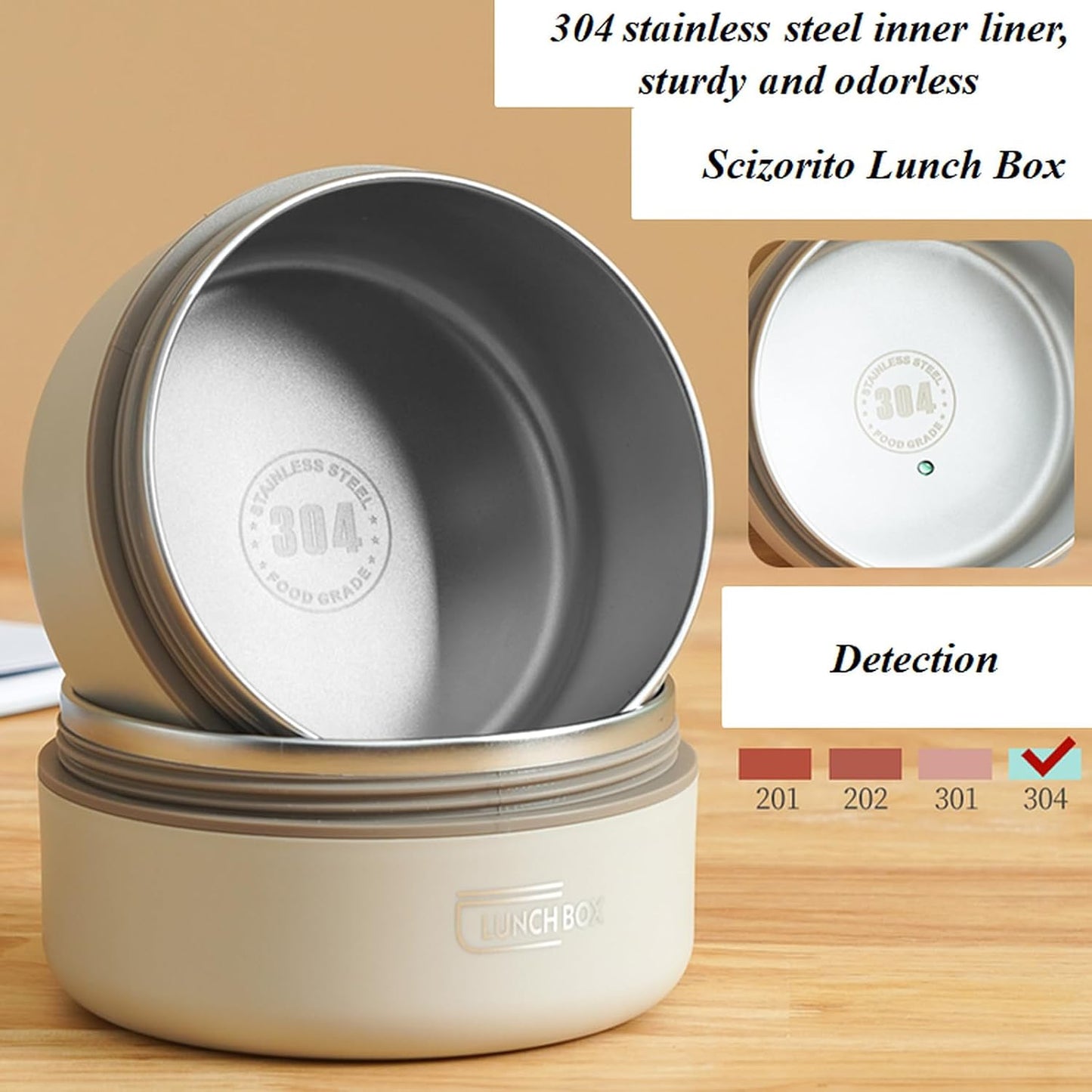 4-Pack Blue 304 Stainless Steel Microwave-Safe Lunch Box Set - Stackable Insulated Bento Containers for Office & School