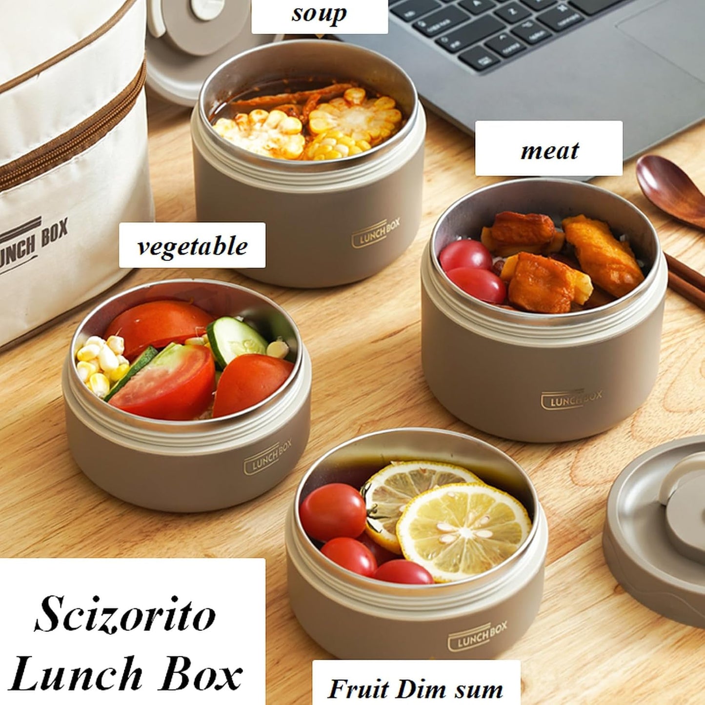 4-Pack Blue 304 Stainless Steel Microwave-Safe Lunch Box Set - Stackable Insulated Bento Containers for Office & School