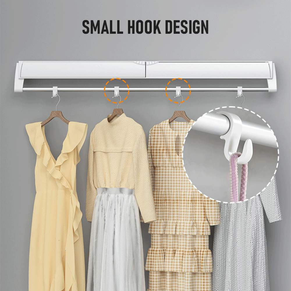 Alston Wall Mounted Drying Rack Clothes Airer Space Saver Folding Dryer Bearing Capacity 12KG Foldable Rail With Hooks Indoor Outdoor Balcony Laundry White