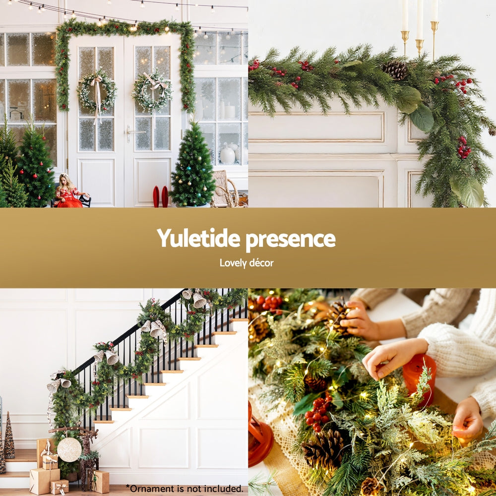 Jingle Jollys 3M Christmas Garland Pre-lit LED with Pine Cones Xmas Decor Green