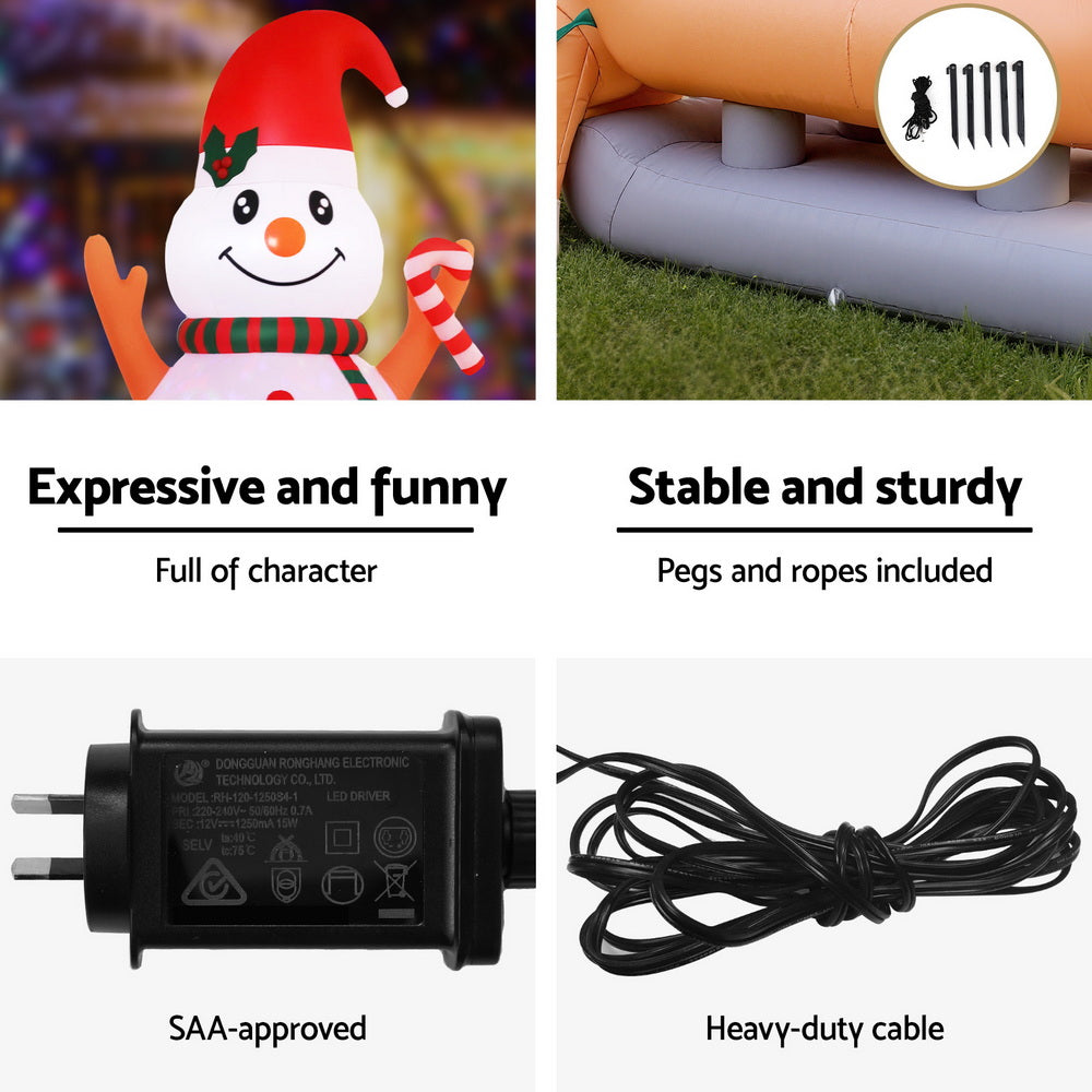 Jingle Jollys Christmas Inflatable Snowman Dog 4.2M Tall Outdoor Decorations Illuminated