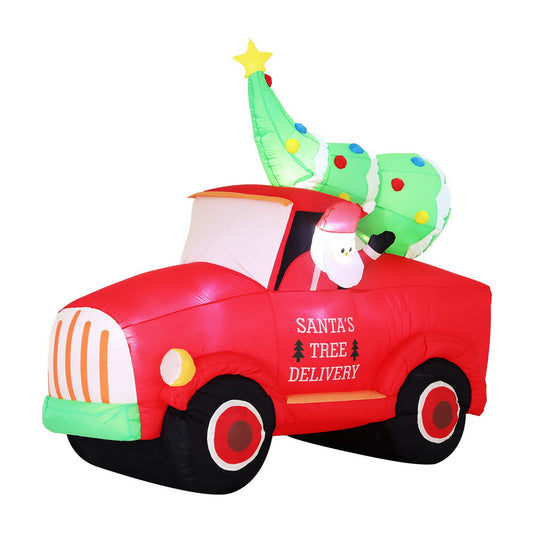 Jingle Jollys Christmas Inflatable Santa Truck 1.6M Height LED Decorations Illuminated