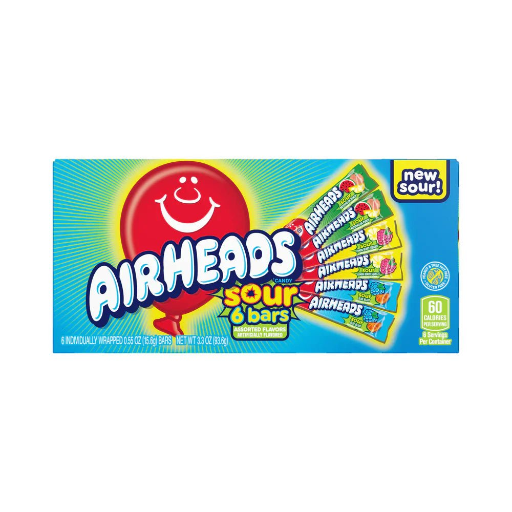Airheads Sour 6 Bars Assorted Flavours Box 93g