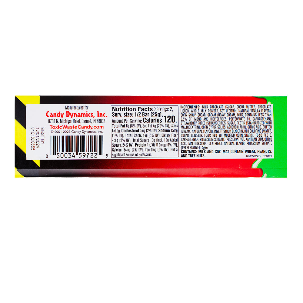 Toxic Waste Filled Chocolate Bar Strawberry 50g