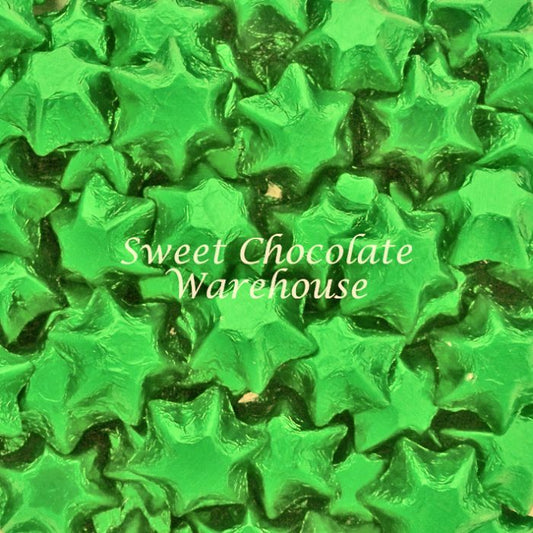 Choc Stars Green Foil 1kg (120 Piece)