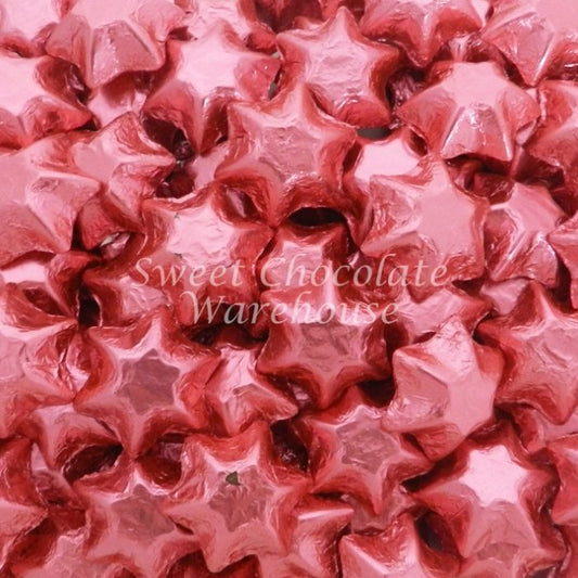 Choc Stars Pink Foil 1kg (120 Pack)