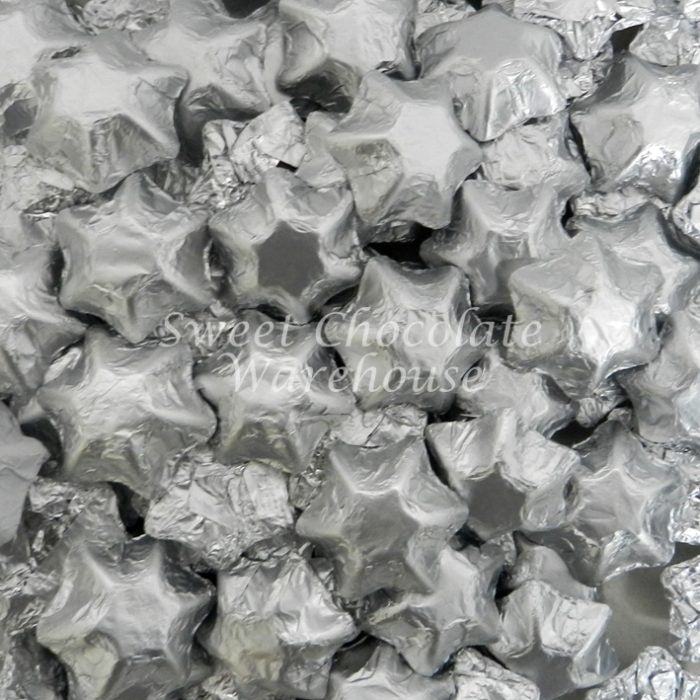 Choc Stars Silver Foil 1kg (120 Piece)