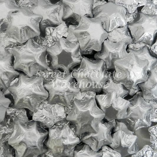 Choc Stars Silver Foil 1kg (120 Piece)
