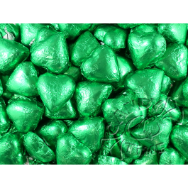 Choc Hearts Green Foil 1kg (120 Pieces)
