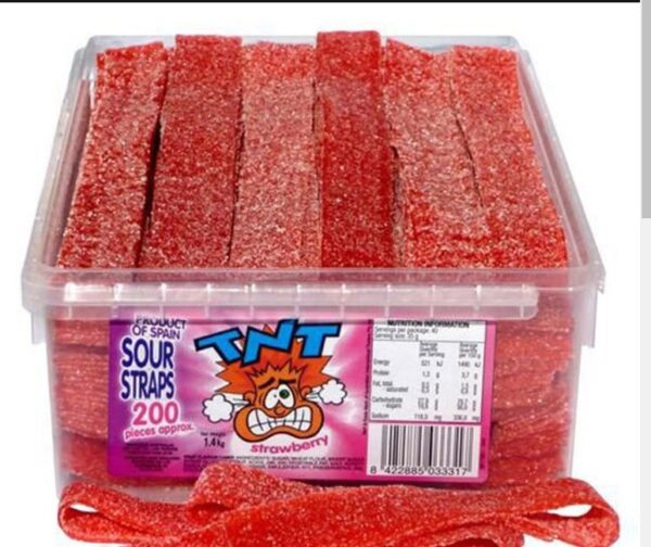 Tnt Sour Straps Strawberry Tub (200 Pieces)
