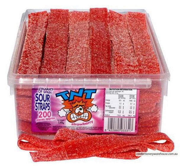 Tnt Sour Straps Strawberry Tub (200 Pieces)