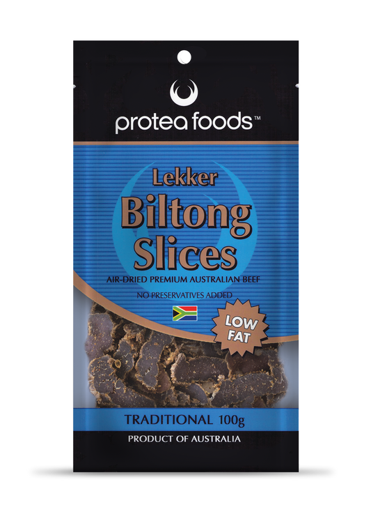 12 X Lekker Biltong Slices 100G From Protea