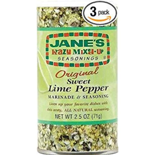 Jane'S Krazy Mixed-Up Original Sweet Lime Pepper Marinade & Seasoning 2.5Oz Canister (Pack Of 3)