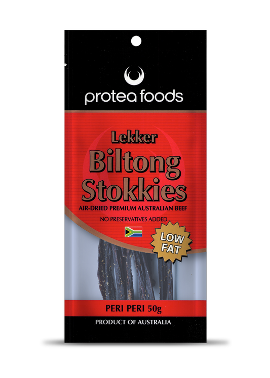 12 X Protea Lekker Biltong Stokkies Peri Peri 50G